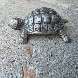 Silver Tone Sea Turtle Tortoise Shell Paper Weight Figurine Mini